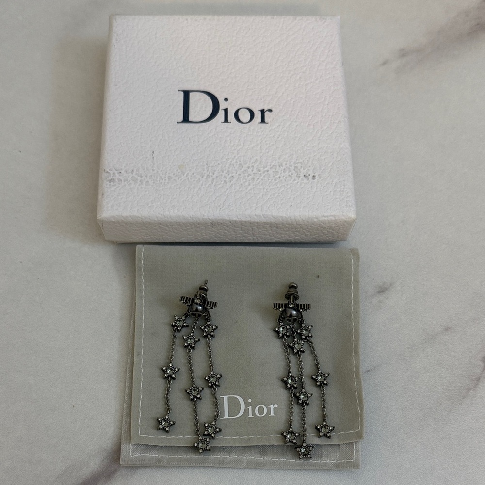 Dior Metallic Star Drop Earrings